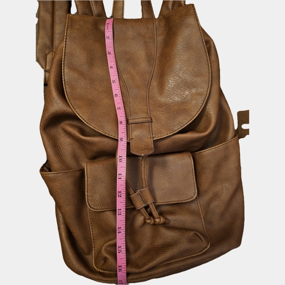 Universal Thread Brown Rucksack Style Faux Leather Flap Closure Backpack - Picture 11 of 12